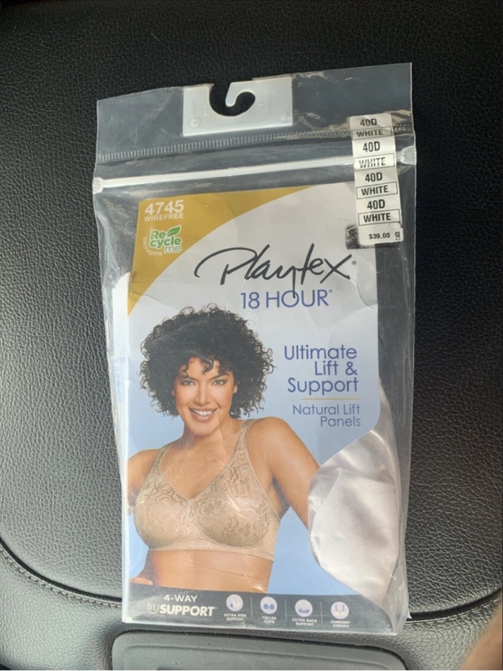 2/$25 Playtex 40D 18 Hour Ultimate Lift Support Wire Free Bra White For Women